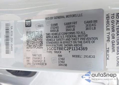 2023 Chevrolet Colorado 4Wd Short Box Wt из США, поврежденный, VIN 1GCGTBEC2P1134369